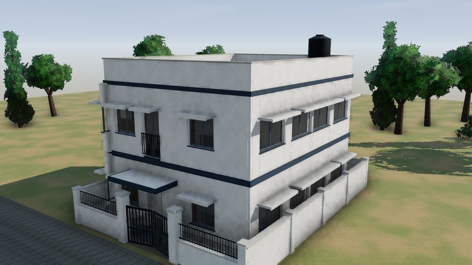 A two-storey house designed in Vaastukriti, turning in 3D